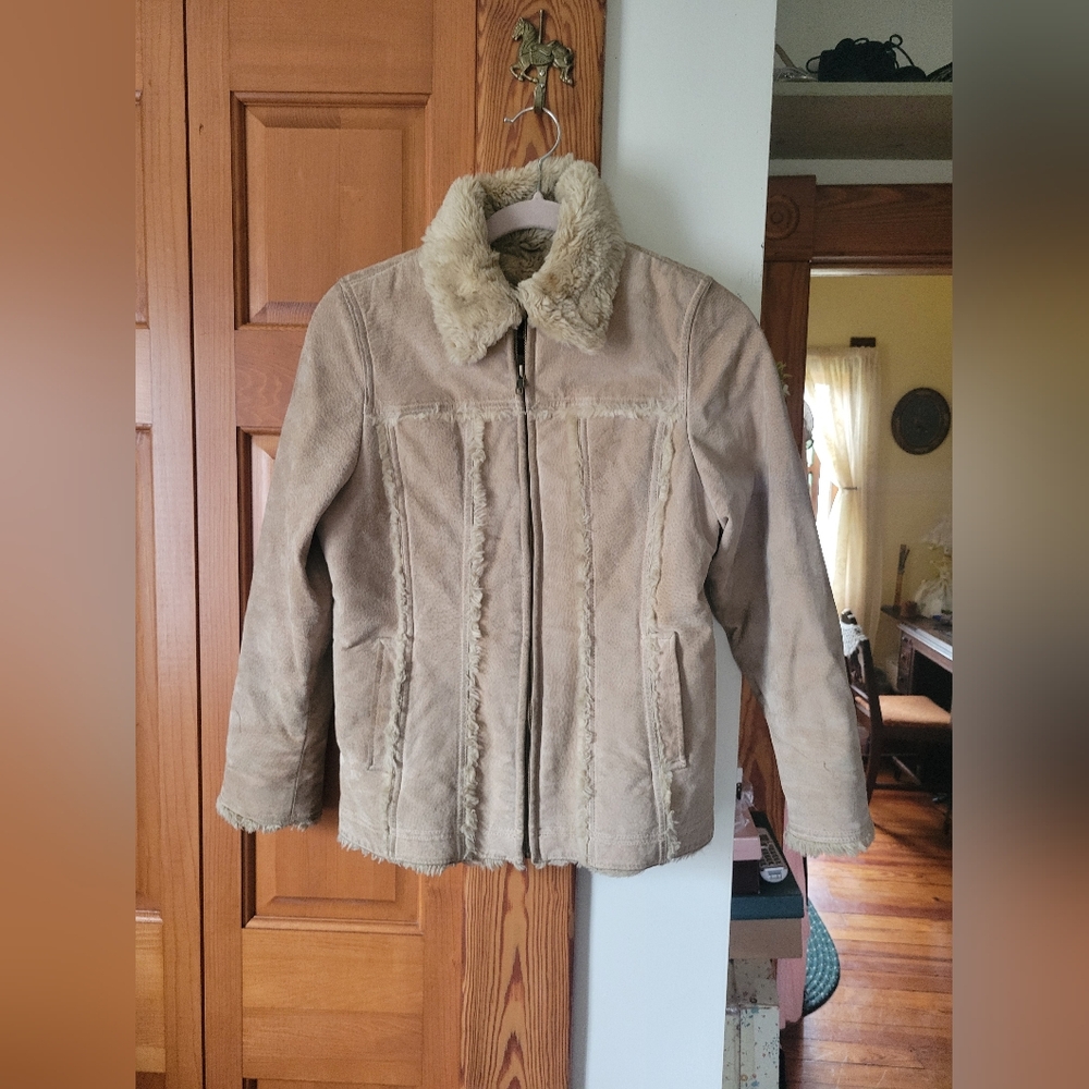 Wilsons Leather Kids Tan Shearling Leather Coat Jacket Large